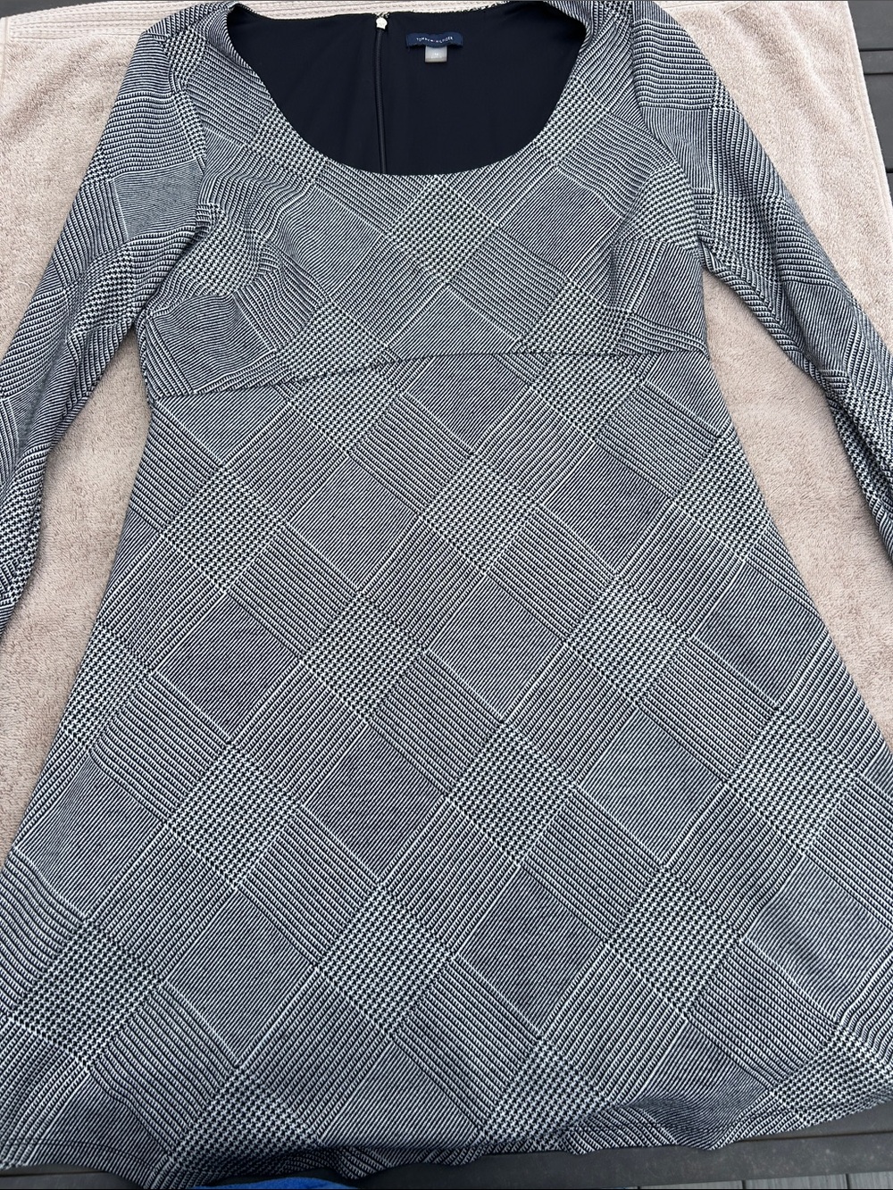 Women’s size 14 Tommy Hilfiger Black and White Plaid Scoop-Neck Dress